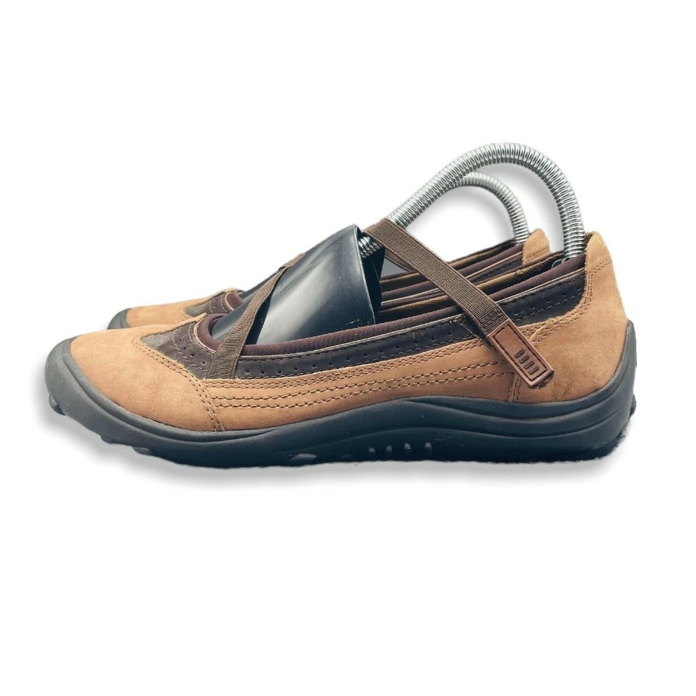 Lands End Mary Jane Shoes Slip On Brown SZ 9 Women Comfort Flat Walking Leather